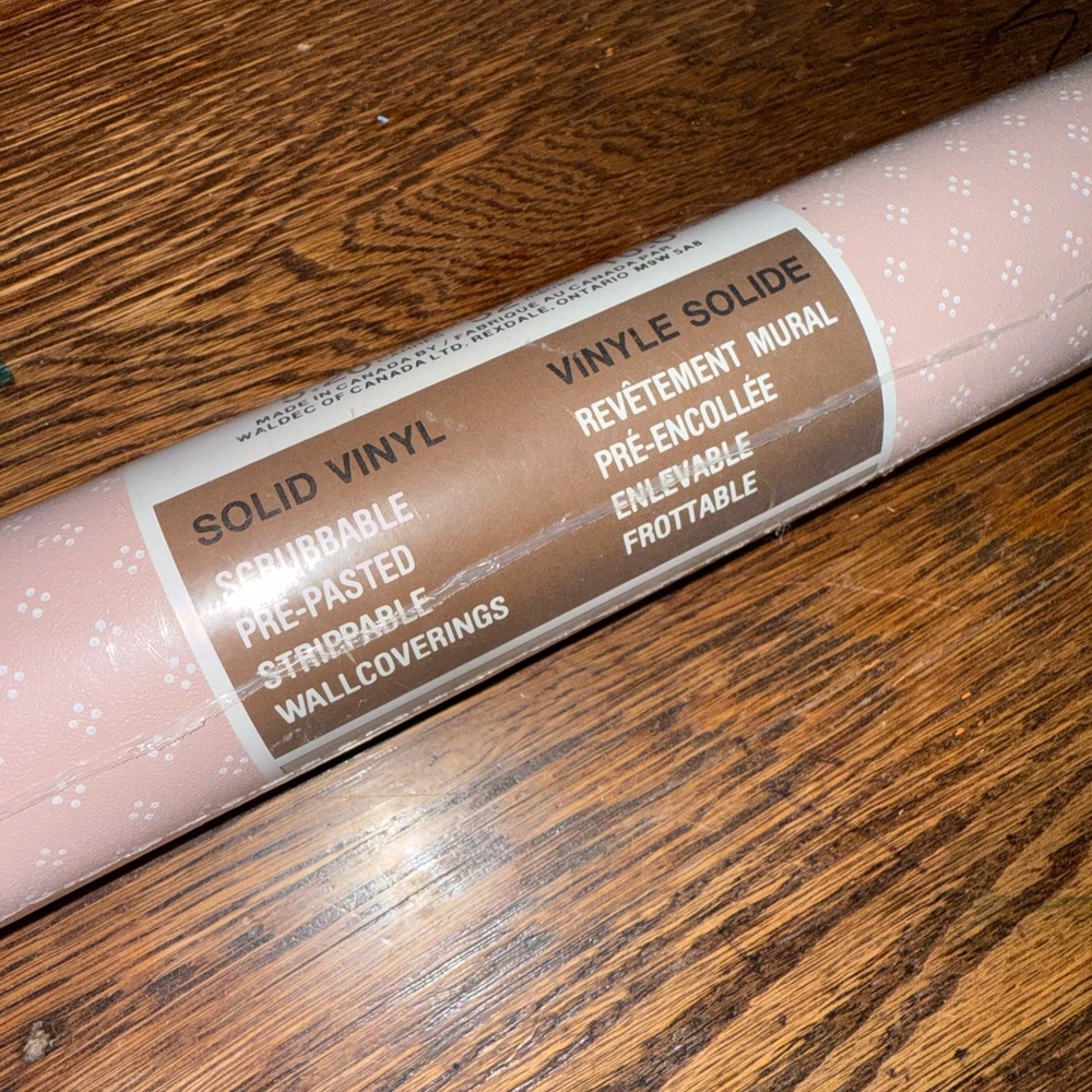 3 for 10 - Vintage Solid Vinyl Wallpaper Roll in Pink